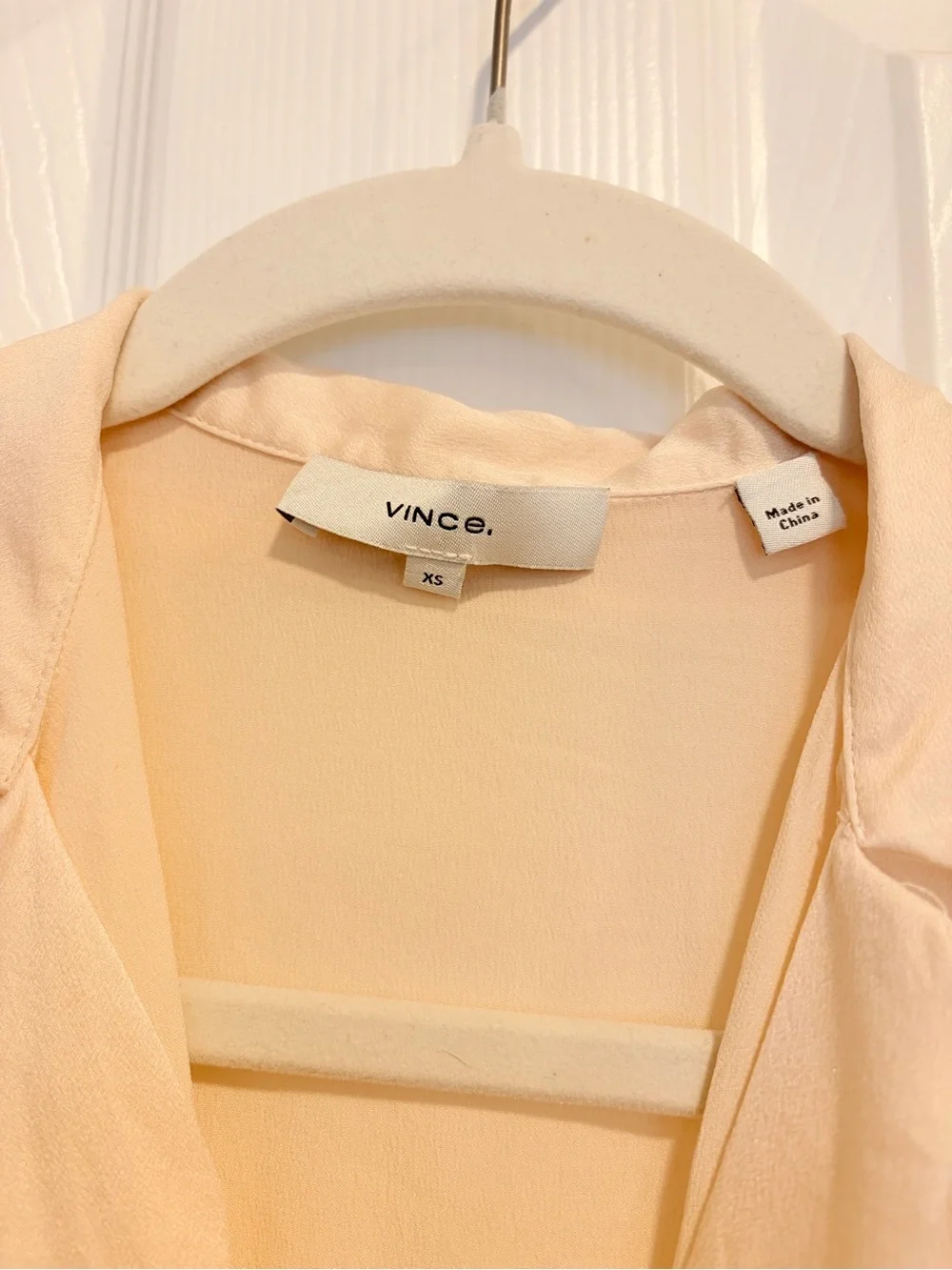 Vince Cream Cap-Sleeve Button Down Silk Shirt Size XS